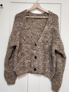 Elsamanda Chunky Knit Itailian Cardigan Womens L Wool Blend Anthropologie Style